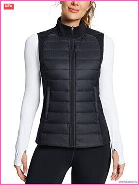 Womens Lightweight Warm Puffer Vest Winter Running Sleeveless Jacket